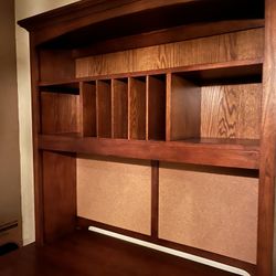 This is a Woodridge Pedestal Desk and Hutch Set