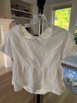 Paper Crane White Eyelet Puff Sleeve Top - Size Medium