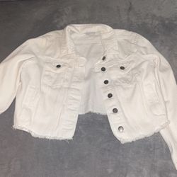 White Denim Jacket Crop Size Small