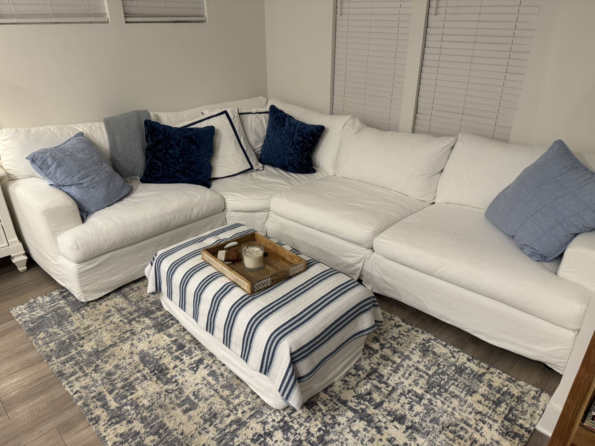 White Slip Cover Sectional Sofa