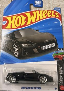 New Hot Wheel Case F 2026 Drop Tops 4/5 2019 Audi R8 Spyder BlackThe product is a new Hot Wheels case featuring a 2019 Audi R8 Spyder in black color. 