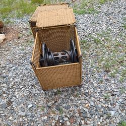 Two Wicker Water Hose Reels 