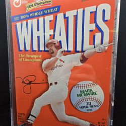 Mark Mcgwire Hand Signed Wheaties Cereal Box 