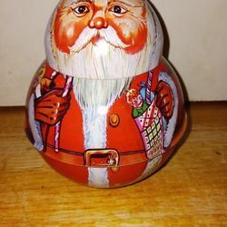 Cute Collectible Tin Roly Poly Santa 