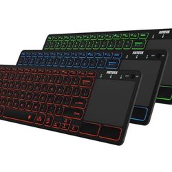 Arteck Universal Backlit 7-Colors Bluetooth Touch TV Keyboard with Easy Media Control. NEW