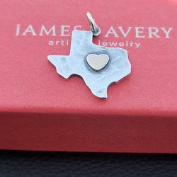 Retired James Avery Silver 925 14k Gold Heart Of Texas Charm 