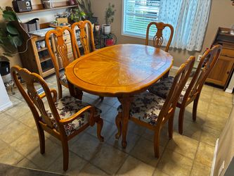 Wood 6 chair dinning table set
