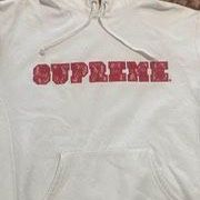 Supreme Laced Hooded Sweatshirt, Red and White Hoodie