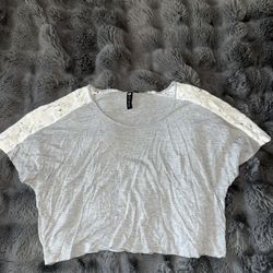 Grey Crop Top With Lace