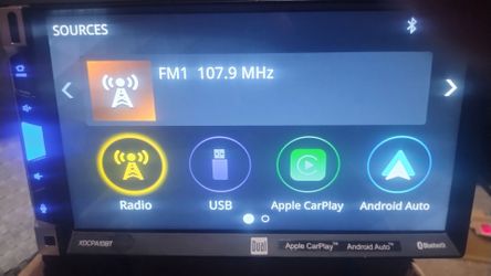 Dual Car Receiver 7 inch  TFT LCD Touchscreen   Bluetooth Apple CarPlay Android Auto AM/FM Video+ Camera Mic  Inputs
