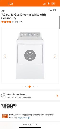 GE 7.2 cu. ft. Gas Dryer in White with Sensor Dry