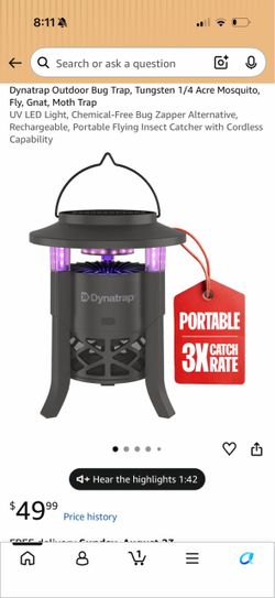 Dynatrap Cordless Insect Trap with Solar Panel