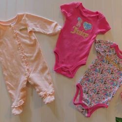 Baby Girls size 0-3M JUICY COUTURE Sleeper & Bodysuit Clothes Lot