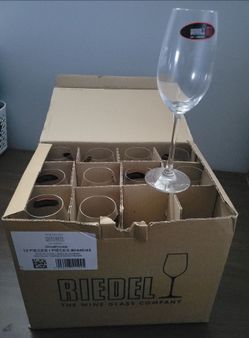 Brand-new 11-piece case of Riedel Ouverture Champagne Glasses