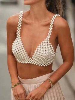READY FOR BUY Faux Pearl Beaded Body Chain By Hand