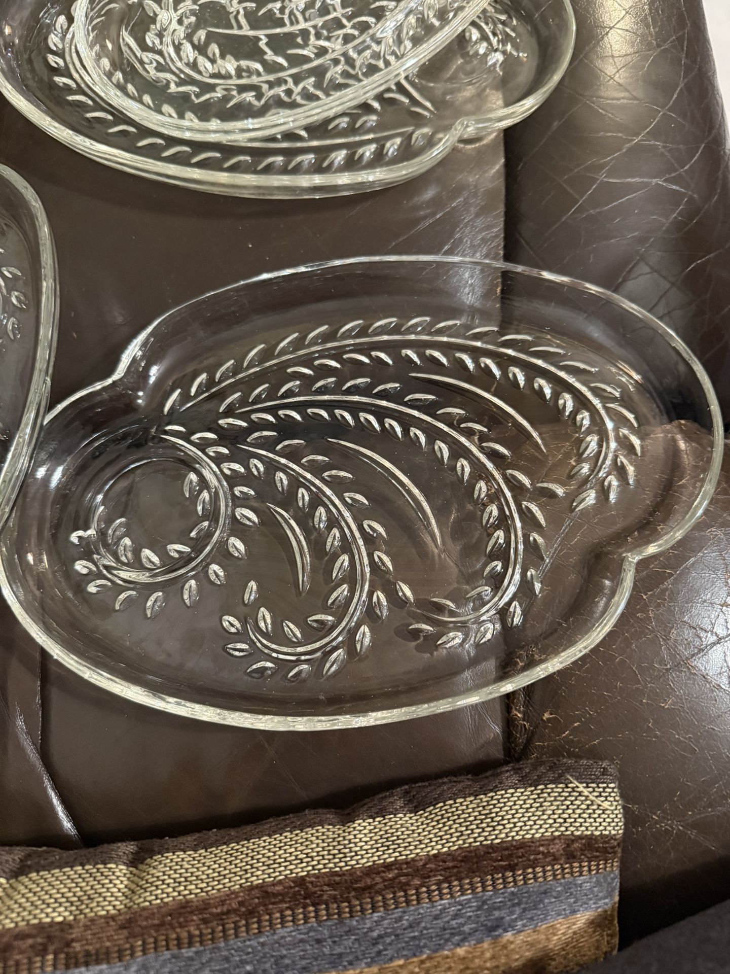 Vintage Homestead Federal Clear Glass Snack Plates (8)