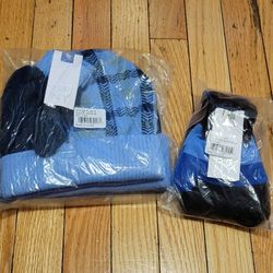 New B.F.N.Y. Blue Beanie & gloves Set