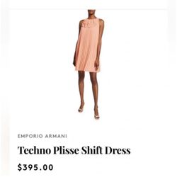 Emporio Armani Techno Plisse Dress in color Rosa Pompelmo- size 44
