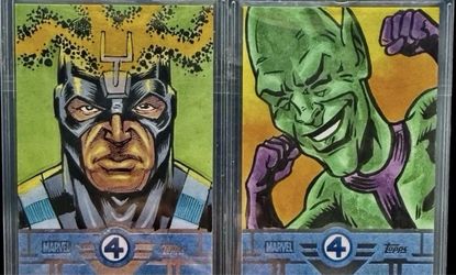 2026 Topps Finest FF Black Bolt & Impossible Man 2x 1/1 Original Sketch Lot SSP