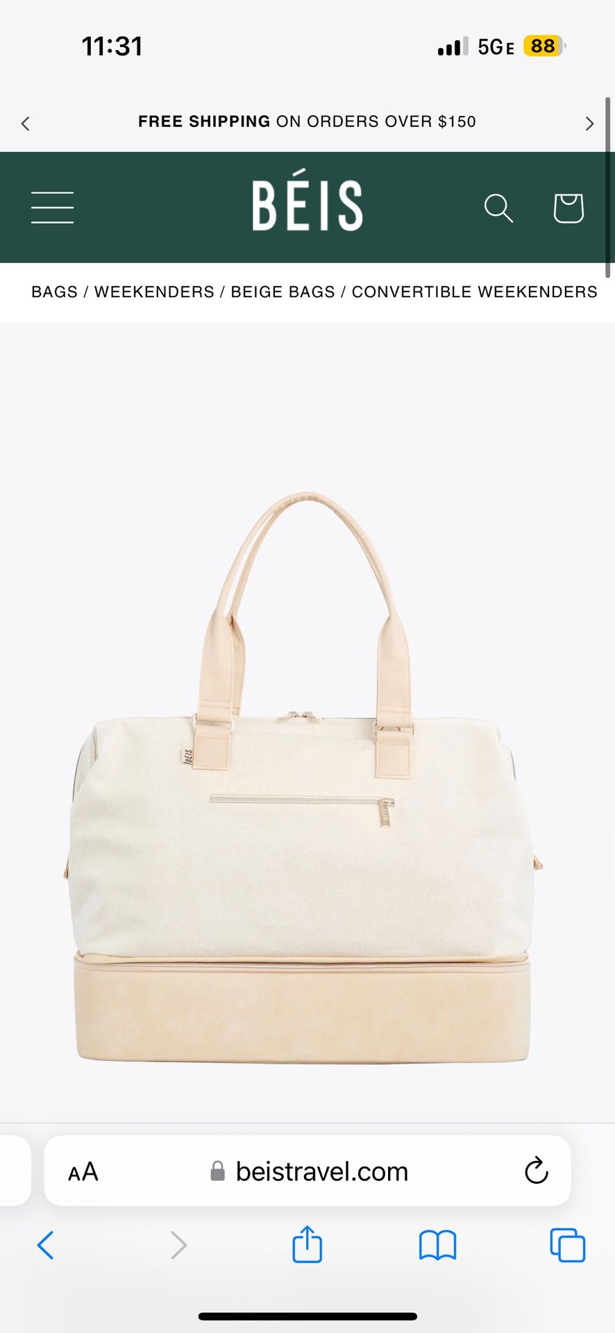 Beis Convertible Weekender