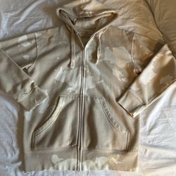 Bleached Design Zip-Up Hoodie