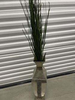 Silver Pot With Artificial Grass 