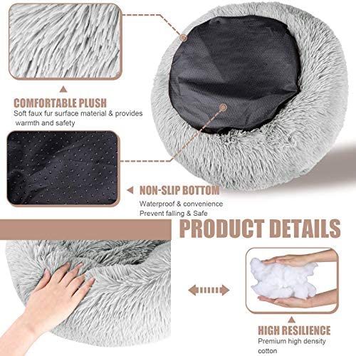 NEW 30” Calming Donut Pet Bed (Light Grey)