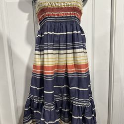 Bohemian Striped Smocked Sundress 