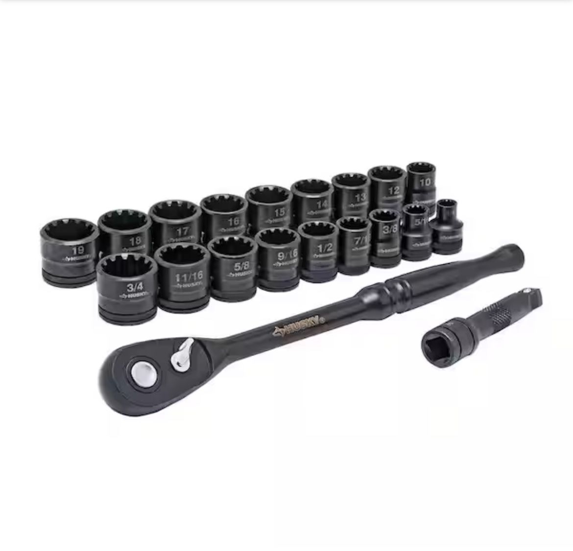 Husky 3/8 in. Drive 100-Position Ratchet and Universal SAE/Metric Socket Wrench Set (20-Piece)