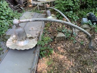 2 Large vintage light post cast aluminum steel industrial