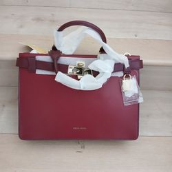 NS MICHAEL KORS Tatiana Medium Leather Satchel maroon/0XBLD 
