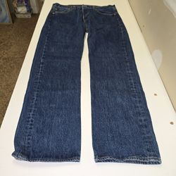 Levi's 501 Original Straight Fit Jeans Mens W33 L30 Button Fly Blue Denim