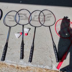 badminton set also several quality tennis rackets