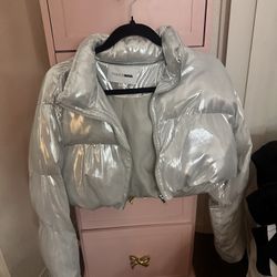 Silver Puffer Cropped Fashion Nova 