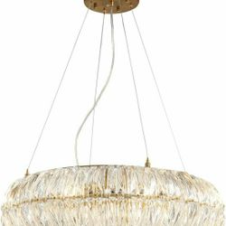 Round Crystal Glass Chandeliers Luxury Hanging Pendant Light for Dining Room Kitchen Island