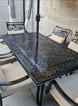 Patio Set 7pc +Cushions and Umbrella/outdoor Furniture/outdoor Dining Set/Cash Only