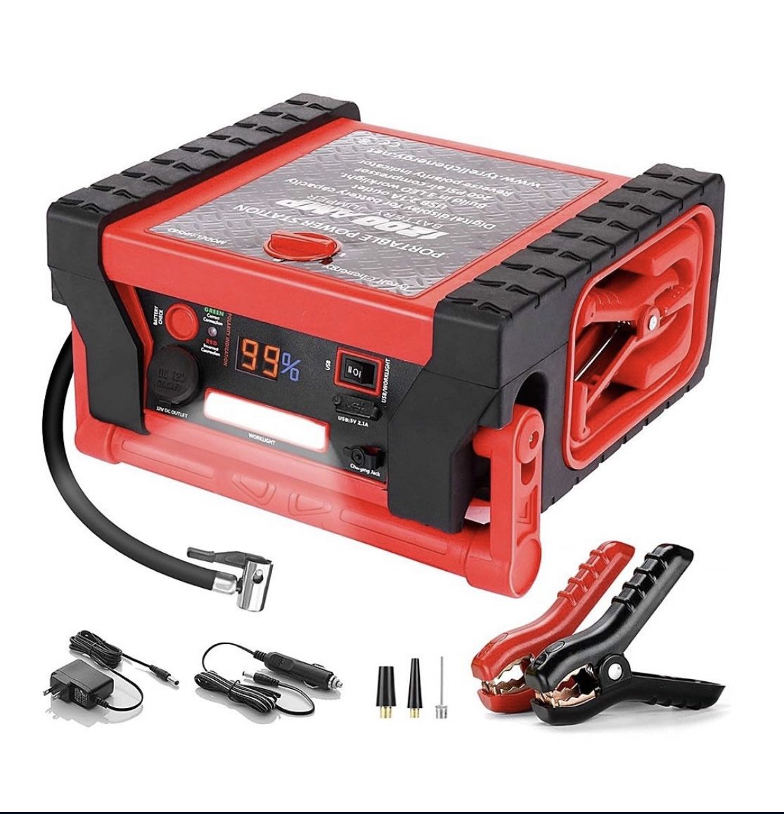 Jump Starter Air Compressor LED Light Emergency Battery Box Charger Dewalt Rigid Milwaukee Makita
