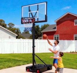 Basketball Hoop for Outdoor, Fehomix Adjustable Height 7-10 FT, Portable Basketball Goal System with 45" Shatterproof Backboard, Wheels & Water Base,