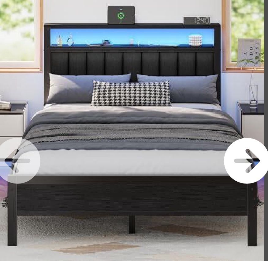 Furnulem Full Size Bed Frame with Charging...