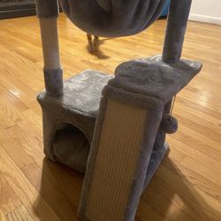 Small Cat Tree With Hammock And Two Cat Scratchers 