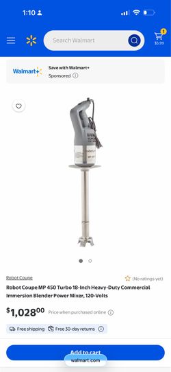Robot Coupe MP 450 Turbo 18-Inch Heavy-Duty Commercial Immersion Blender Power Mixer, 120-Volts