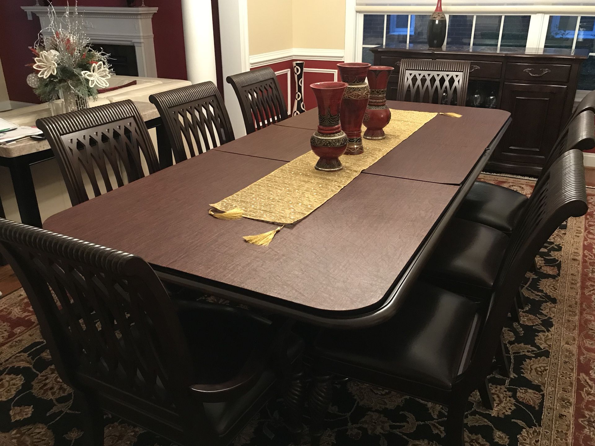 10-seater formal dining room table with matching China cabinet and buffet cabinet