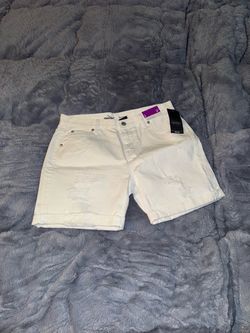 White Distressed Denim Boyfriend Shorts Size 6
