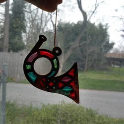 8 Vintage Avon Christmas Ornament Jewel 6 Horn & 2 Harps  1984