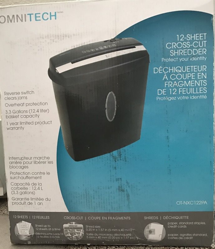 Omnitech 12 sheet cross cut shredder (OT-NXC122PA)