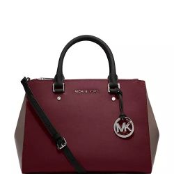 MICHAEL Kors MK Designer Sutton Medium Color Block Satchel Purse Crossbody