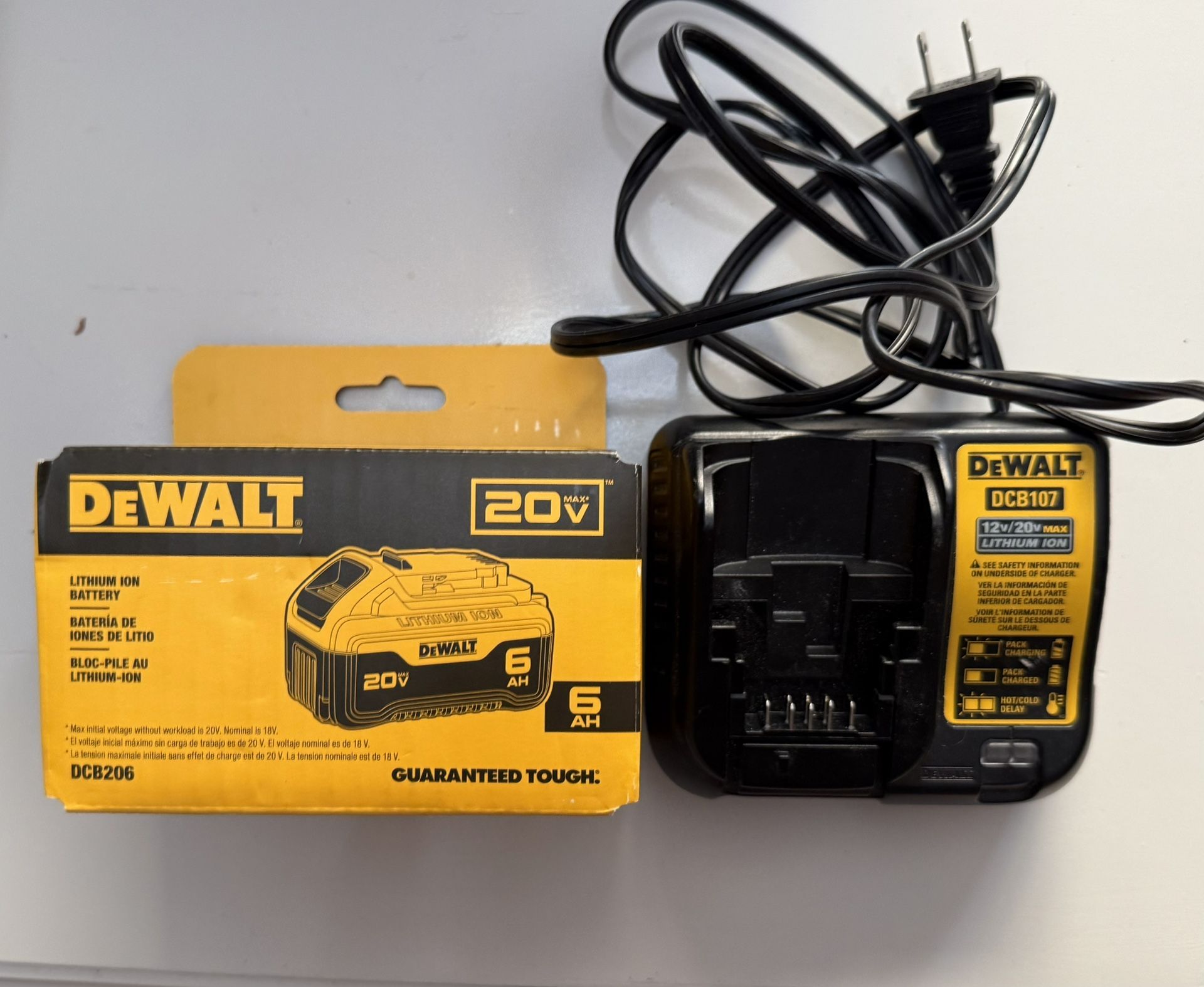 DEWALT 20-volt 6AH lithium Ion Battery And Charger