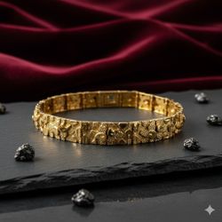10k Yellow Gold Men’s Nugget Bracelet 13.8g 8in Long