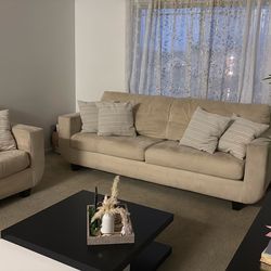 Two beige couches ￼
