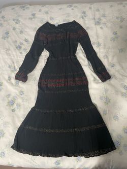 D.M. TSA Vintage Black Tiered Maxi Dress Size M